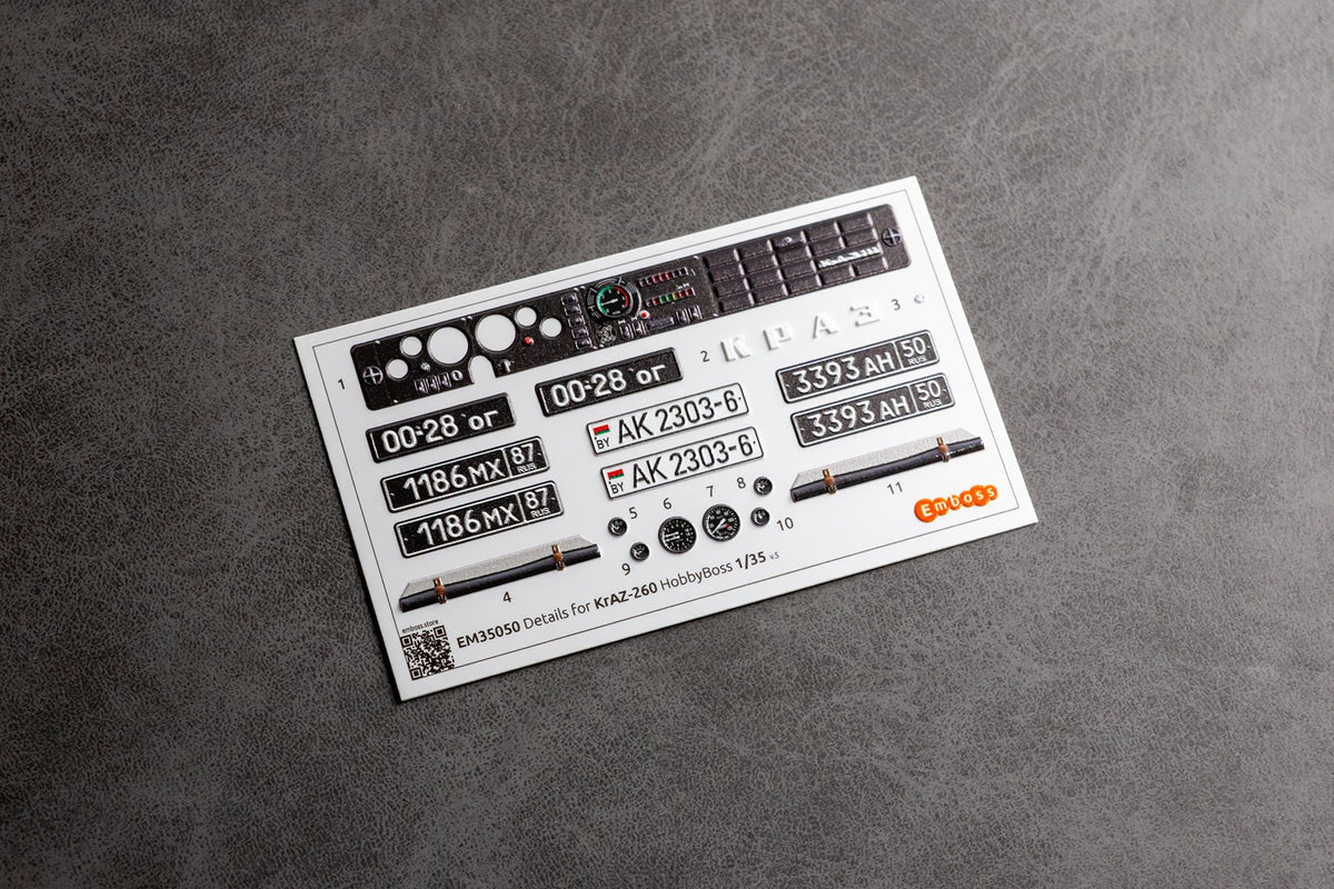COMBO KrAZ 260 detail set and Floor mats with splash guards for HobbyBoss 1/35 (3D decal) - imodeller.store