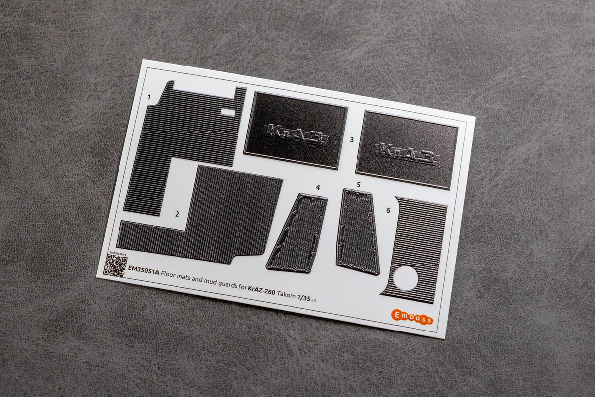COMBO KrAZ 260 detail set and Floor mats with splash guards for Takom 1/35 (3D decal) - imodeller.store