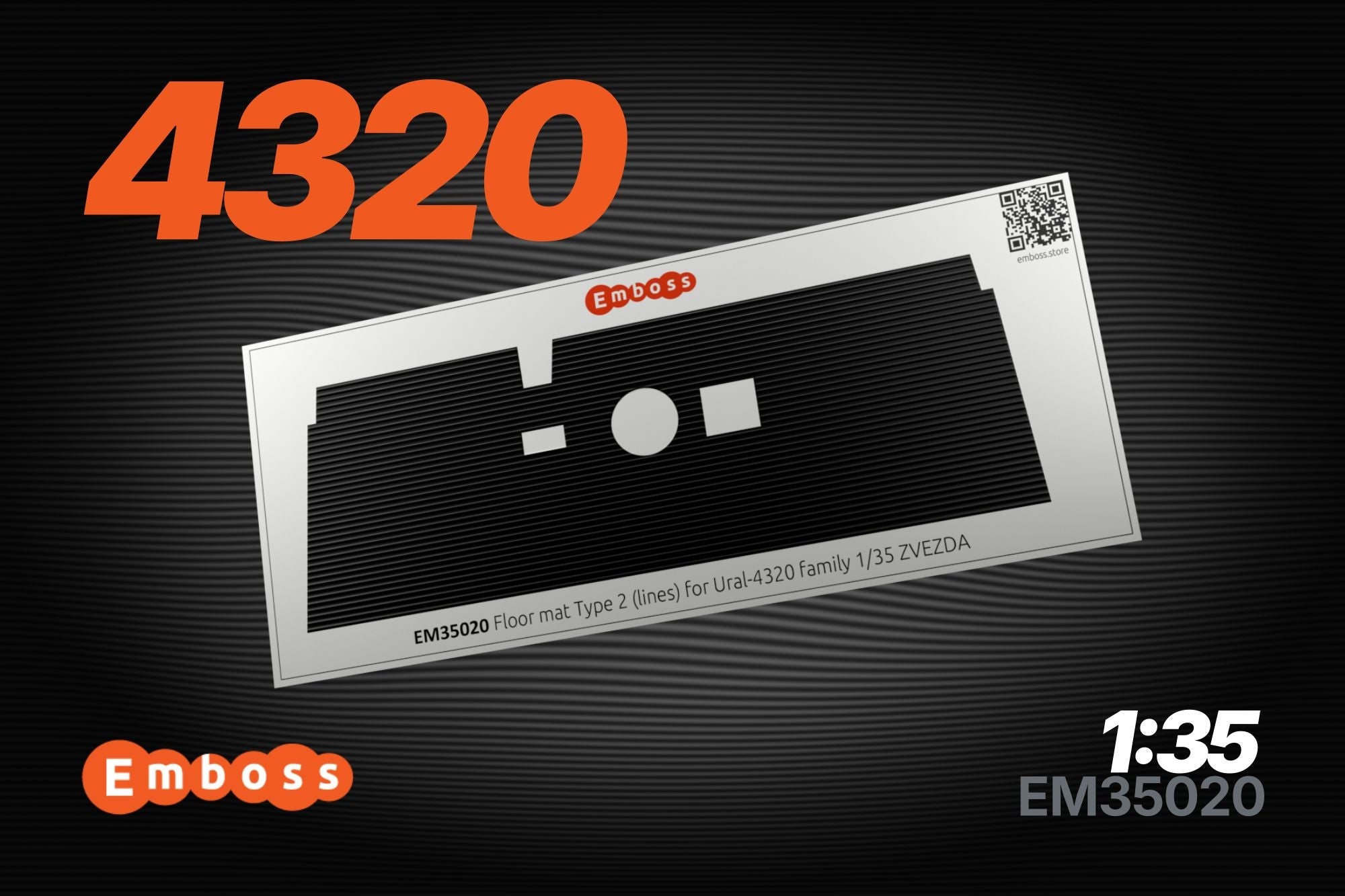 Floor mat Type 2 (lines pattern) for Ural - 4320 Zvezda 3654 1/35 (3D decal) - imodeller.store