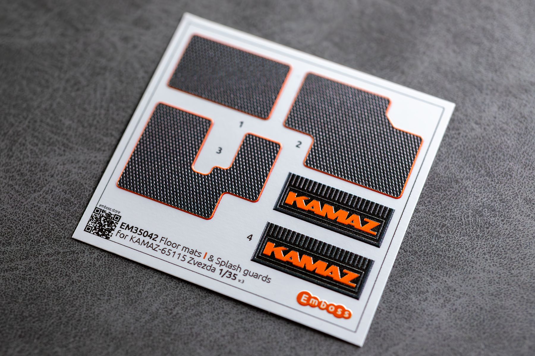 KAMAZ 65115 Floor mats EVA and splash guards for Zvezda 3650 1/35 (3D decal) - imodeller.store