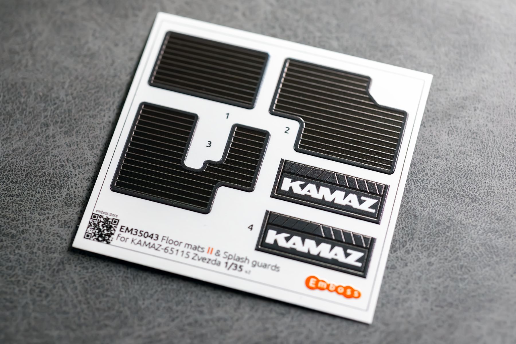 KAMAZ 65115 Floor mats (lines pattern) and splash guards for Zvezda 3650 1/35 (3D decal) - imodeller.store