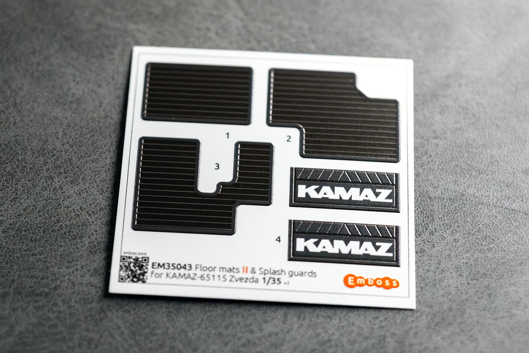 KAMAZ 65115 Floor mats (lines pattern) and splash guards for Zvezda 3650 1/35 (3D decal) - imodeller.store