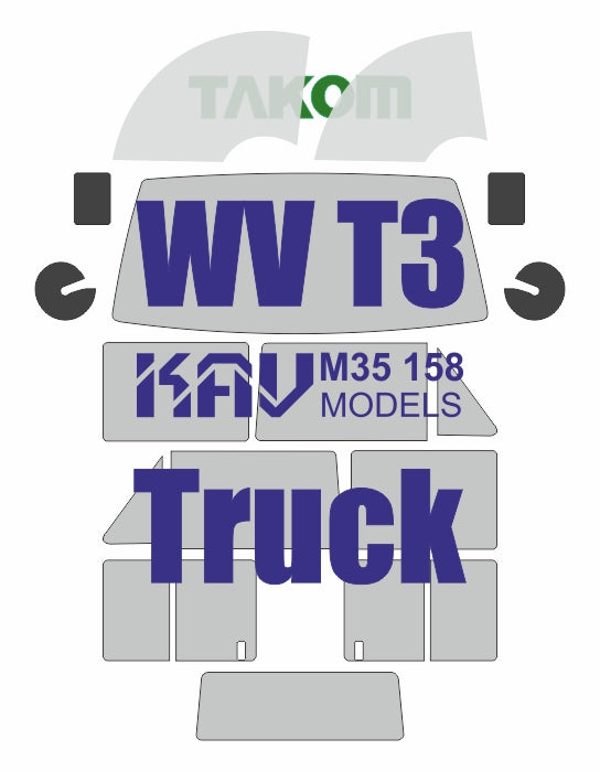 1/35 Paint mask for Volkswagen T3 Transporter Truck (Takom)