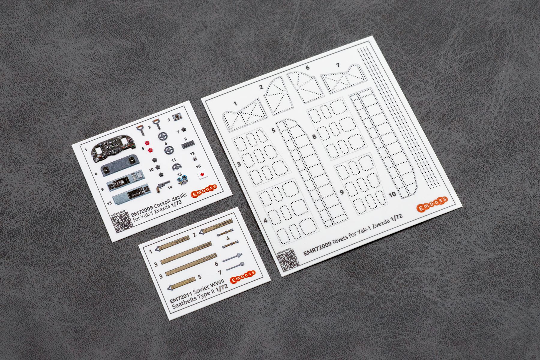 Комбо детали кабины и заклепки Як - 1 для модели Звезда 7327 1/72 (3D декаль) EM72009С (3D decal) - imodeller.store