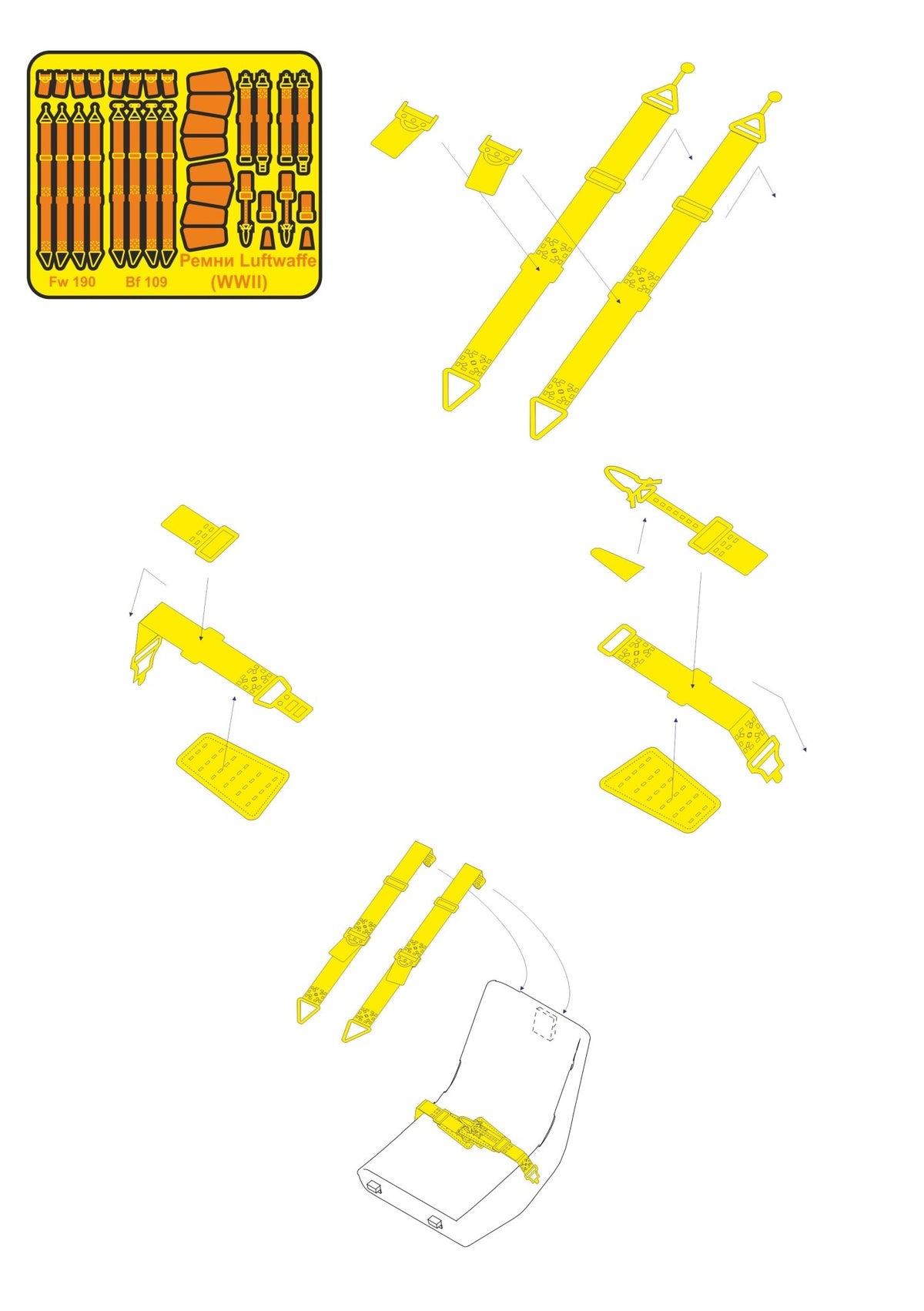 MD048232 Microdesign Luftwaffe WWII Seatbelts Photo - Etch Set 1/48 - imodeller.store