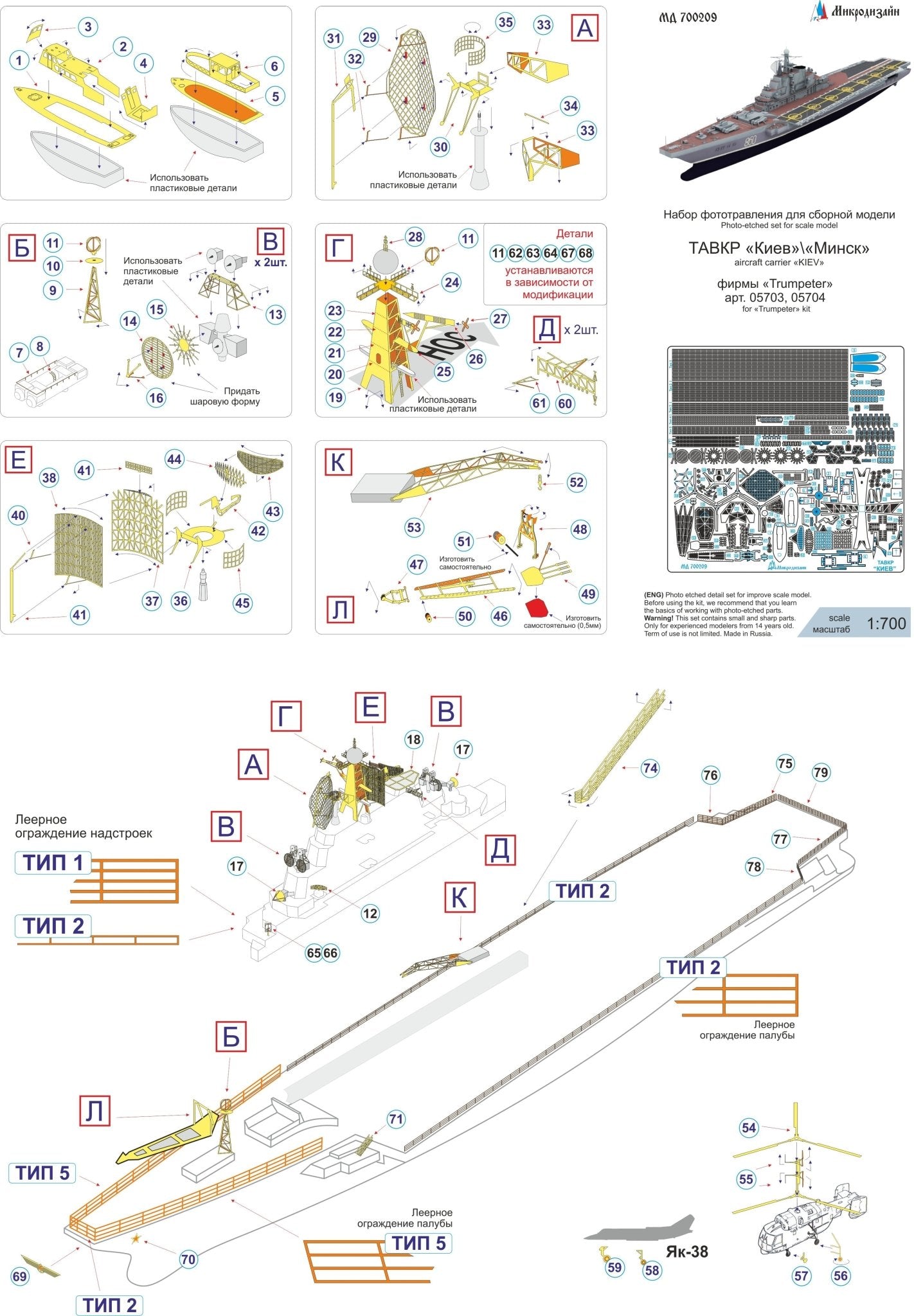 MD700209 Microdesign Photo - Etch Set 1/700 for Kiev/Minsk Aircraft Carrier (Trumpeter) - imodeller.store