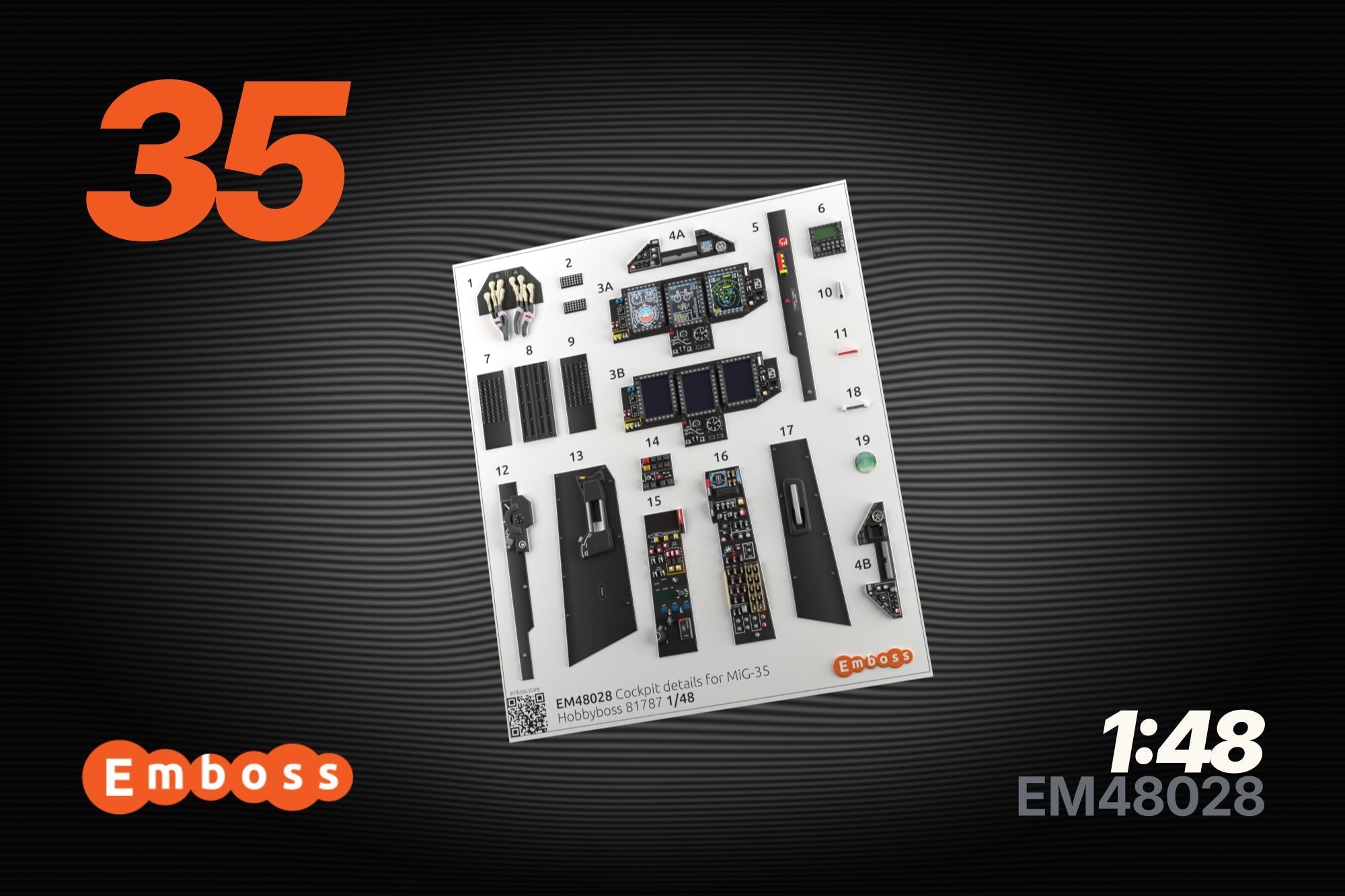 MiG - 35 cockpit details set for Hobbyboss 81787 1/48 (3D decal) - imodeller.store