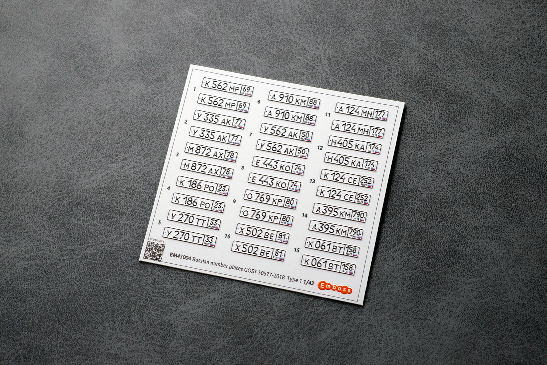 Modern Russian Autonomous Numbers (Russia) Type 1 1/43 (3D decal) EM43004 - imodeller.store