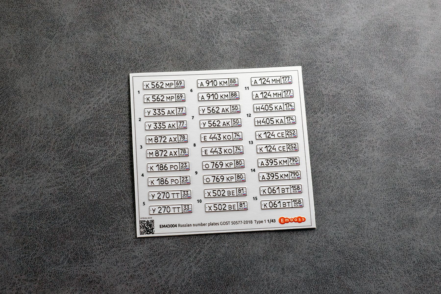 Modern Russian Autonomous Numbers (Russia) Type 1 1/43 (3D decal) EM43004 - imodeller.store