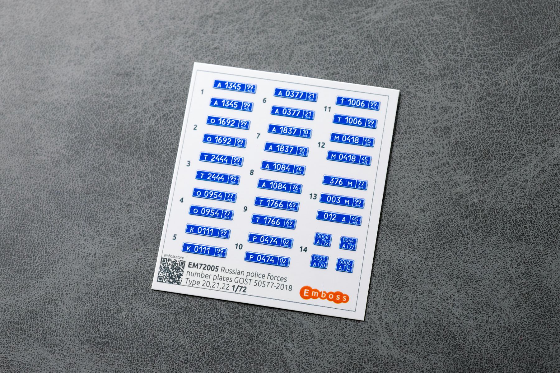 Modern Russian Police Forces vehicle registration plates 1/72 (3D decal) - imodeller.store