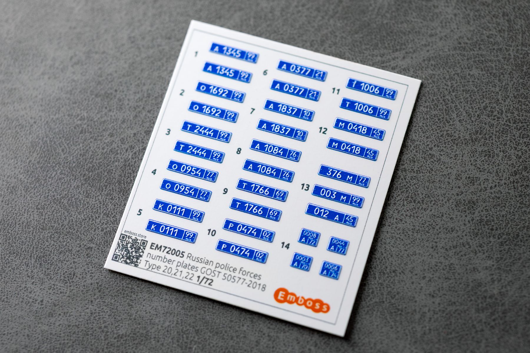 Modern Russian Police Forces vehicle registration plates 1/72 (3D decal) - imodeller.store