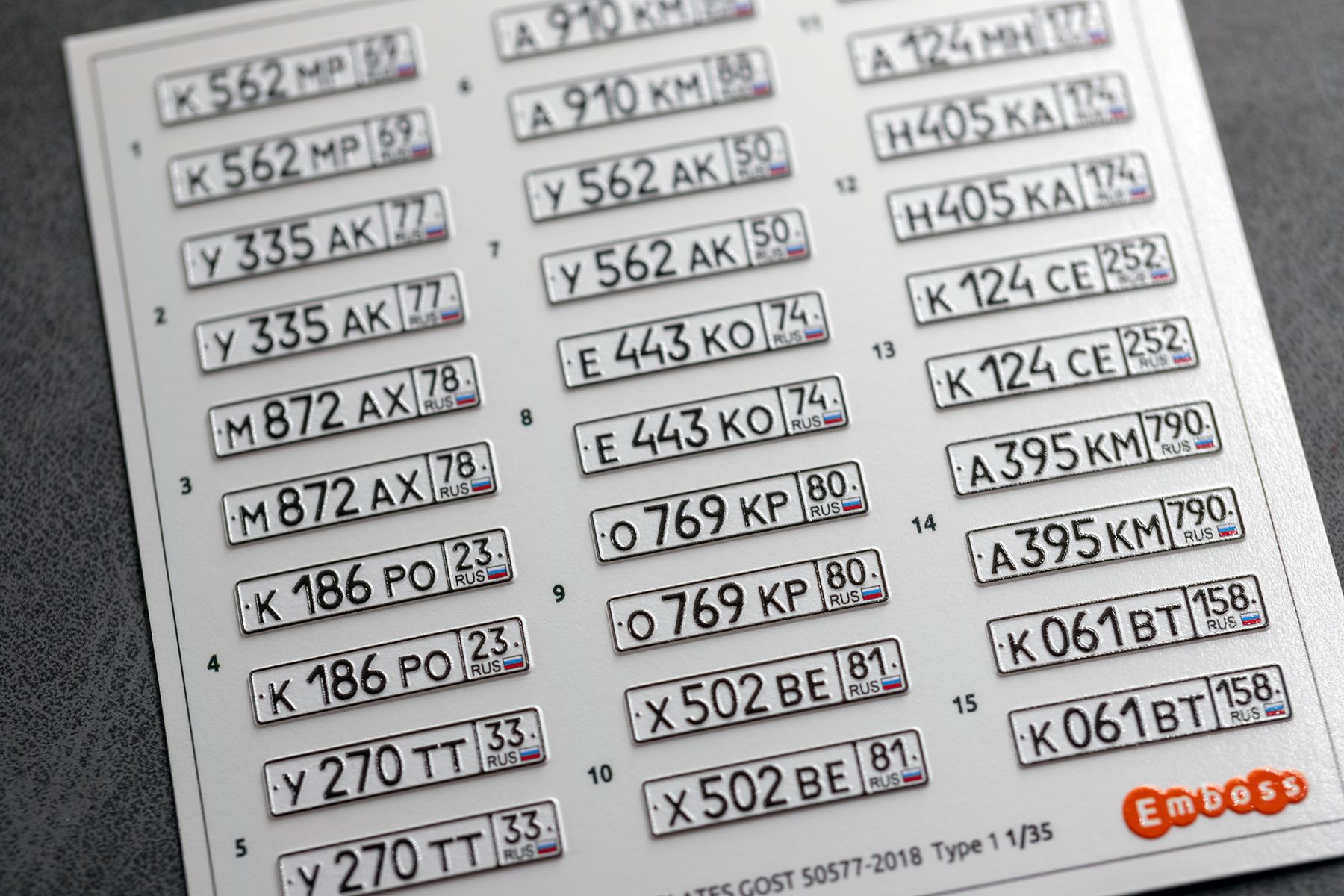 Modern Russian vehicle registration plates 1/35 (3D decal) - imodeller.store