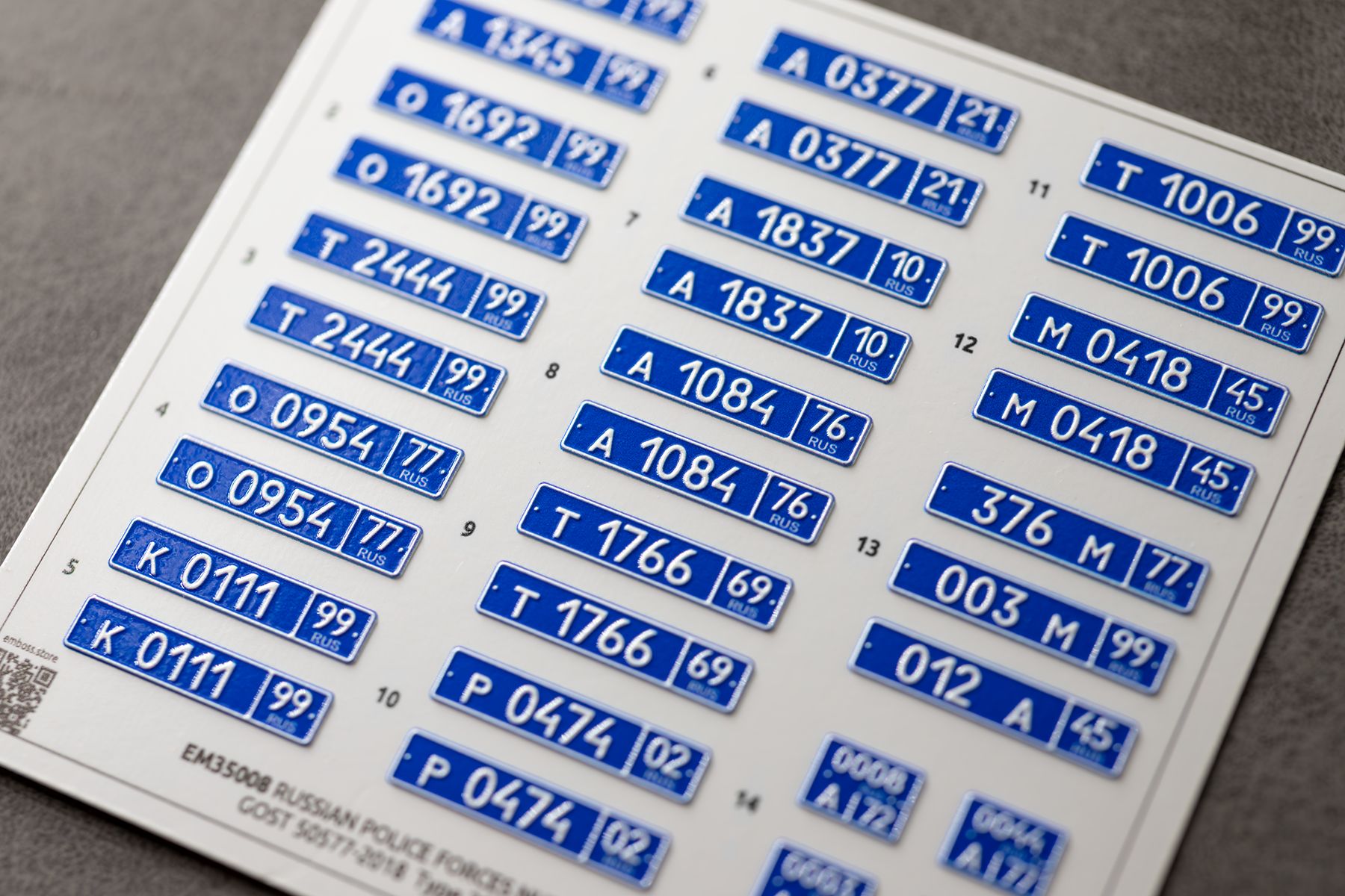 Modern vehicle registration plates of the Ministry of Internal Affairs of Russia GOST 50577 - 2018 1/35 (3D decal) EM35008 - imodeller.store