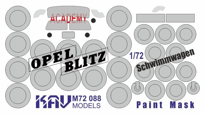 Painting mask for Opel Blitz & Schwimmwagen (Academy) - imodeller.store
