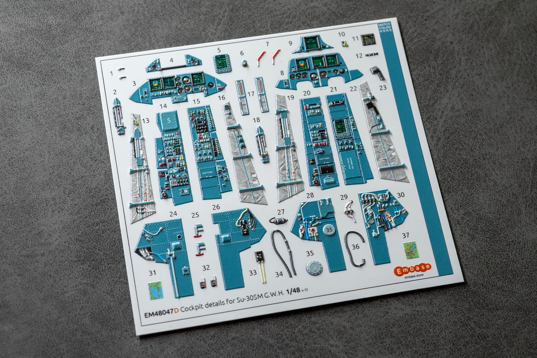 Su - 30SM Cockpit details with powered displays for G.W.H. 4824 1/48 (3D decal) - imodeller.store