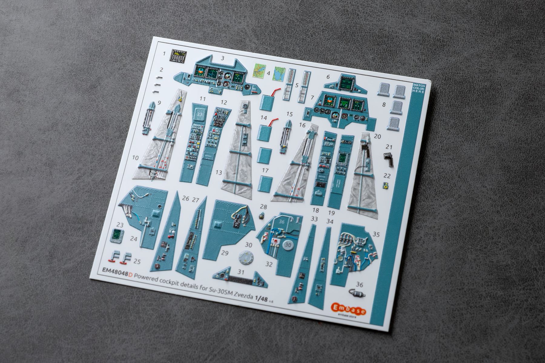 Su - 30SM Cockpit details with powered displays for Zvezda 1/48 (3D decal) - imodeller.store