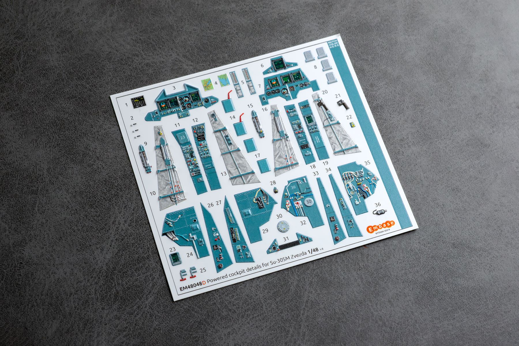 Su - 30SM Cockpit details with powered displays for Zvezda 1/48 (3D decal) - imodeller.store