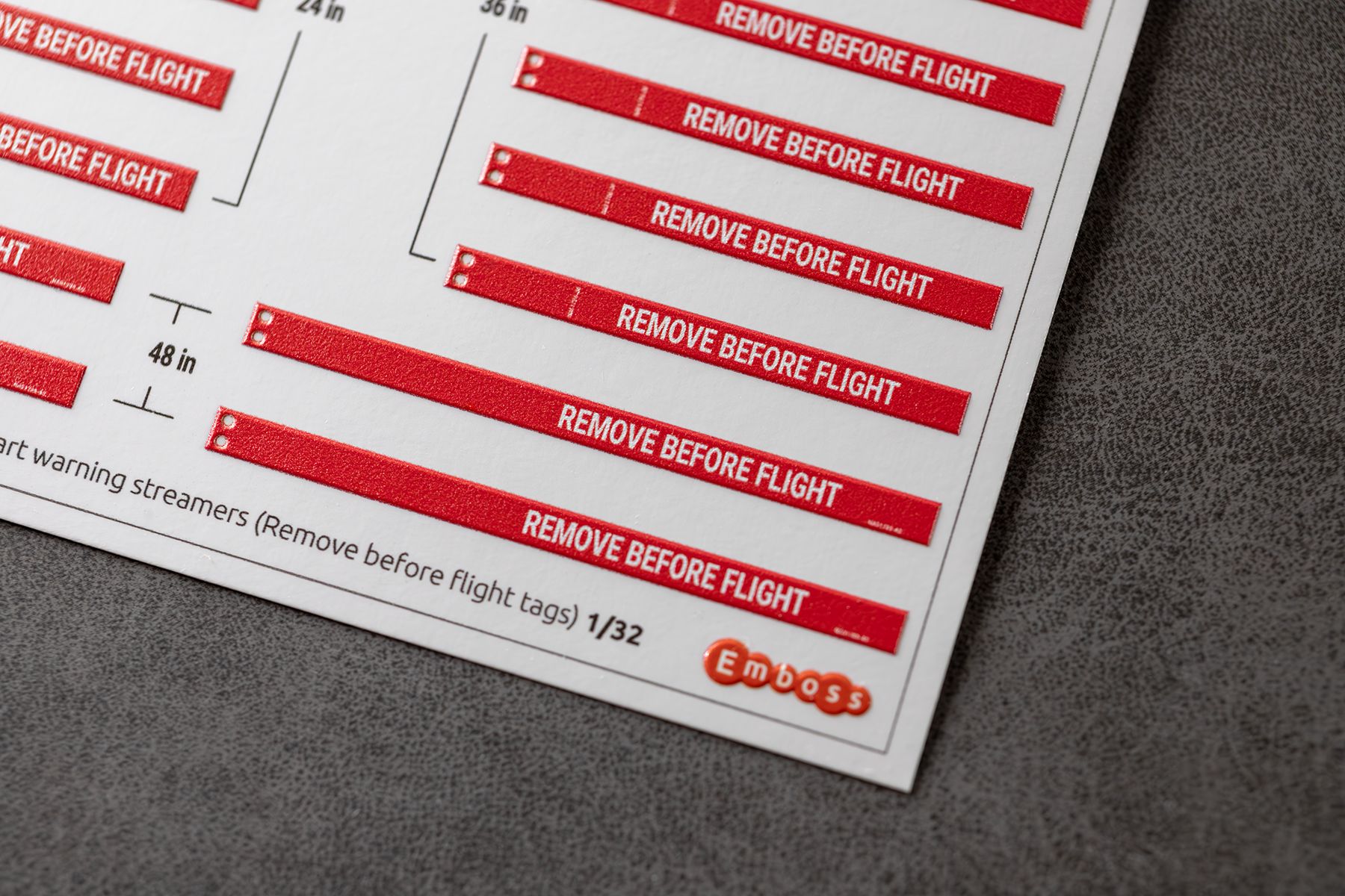 Two - sided National Aerospace Standart warning streamers (Remove before flight streamers) 1/32 (3D decal) - imodeller.store