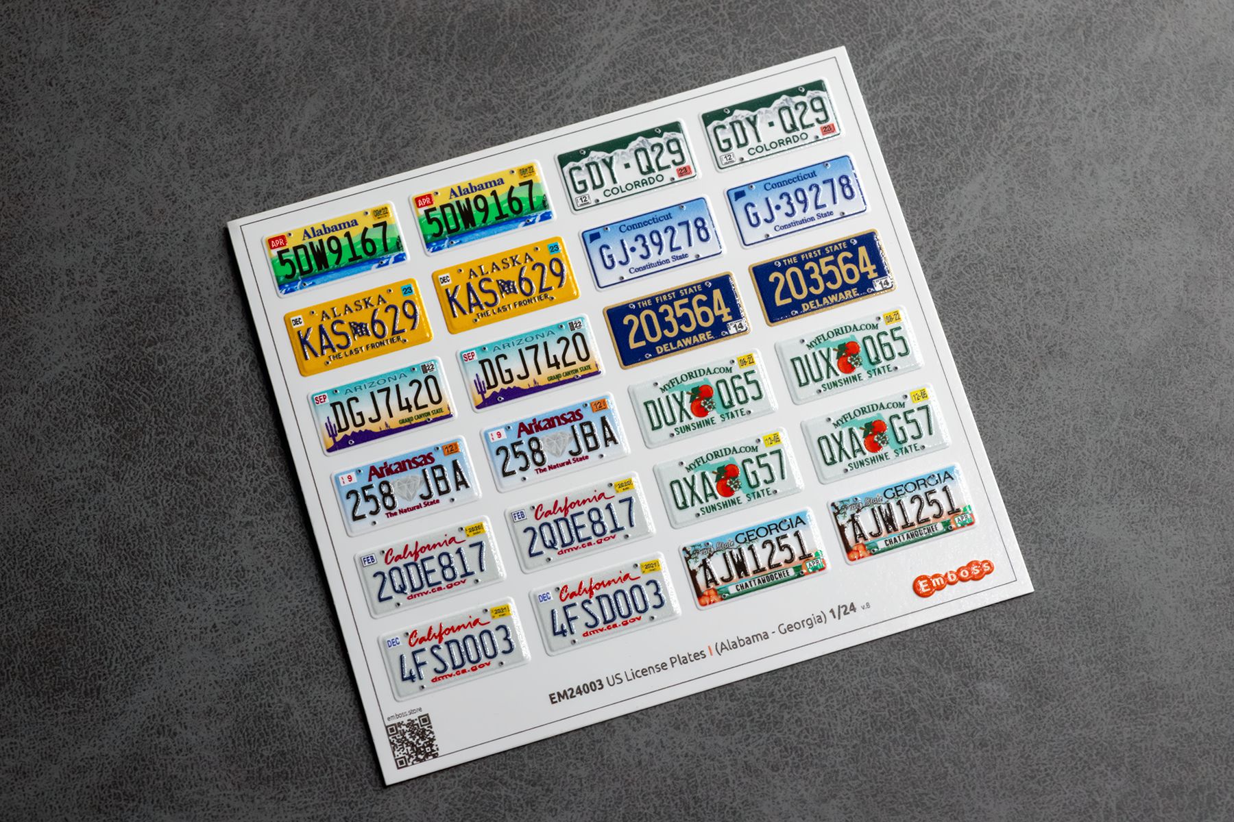 US vehicle registration plates 1 (Alabama - Georgia) 1/24 (3D decal) - imodeller.store