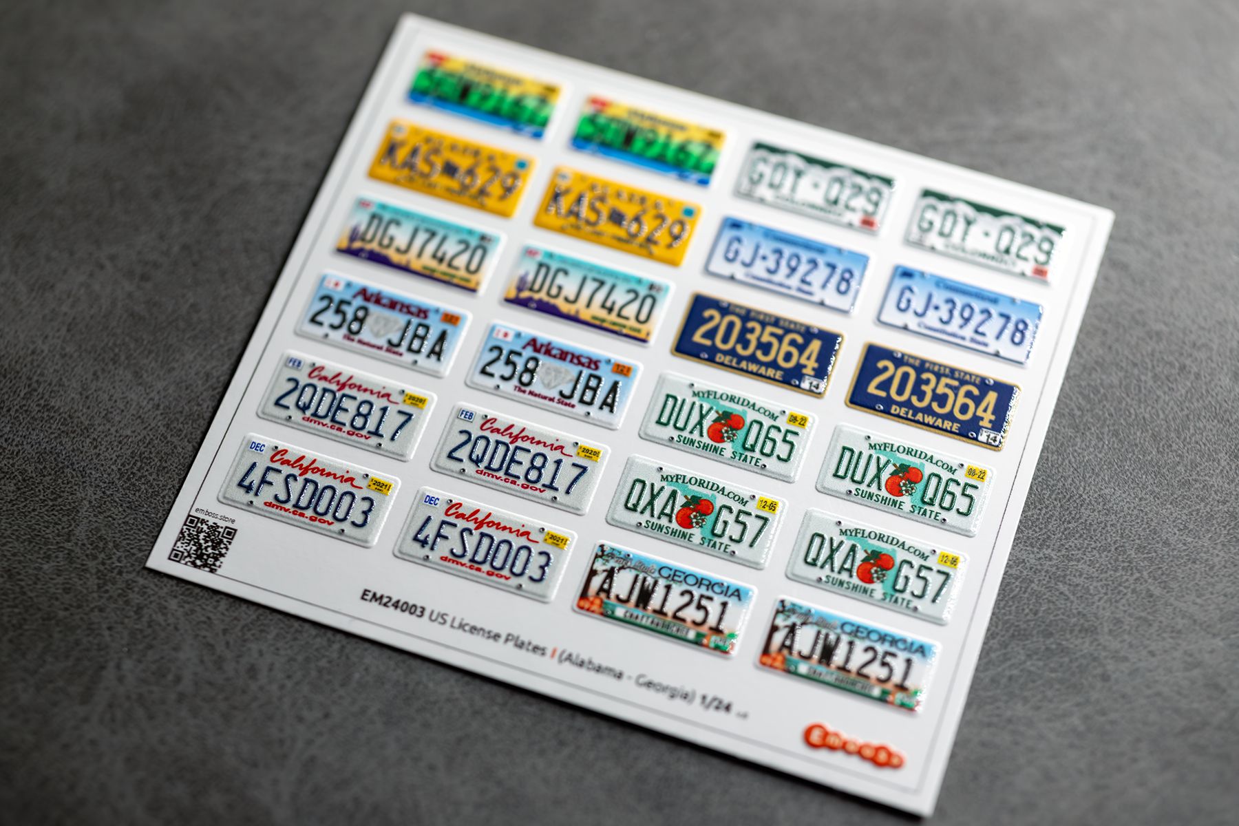 US vehicle registration plates 1 (Alabama - Georgia) 1/24 (3D decal) - imodeller.store