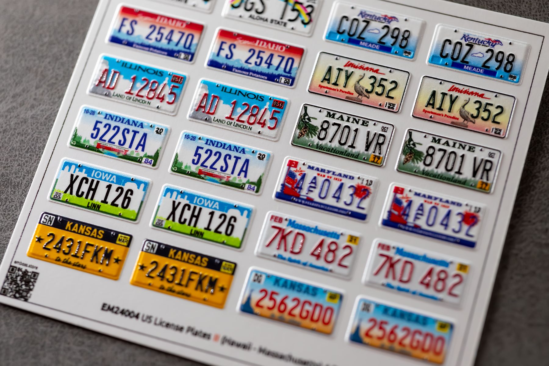 US vehicle registration plates 2 (Hawaii - Massachusetts) 1/24 (3D decal) - imodeller.store