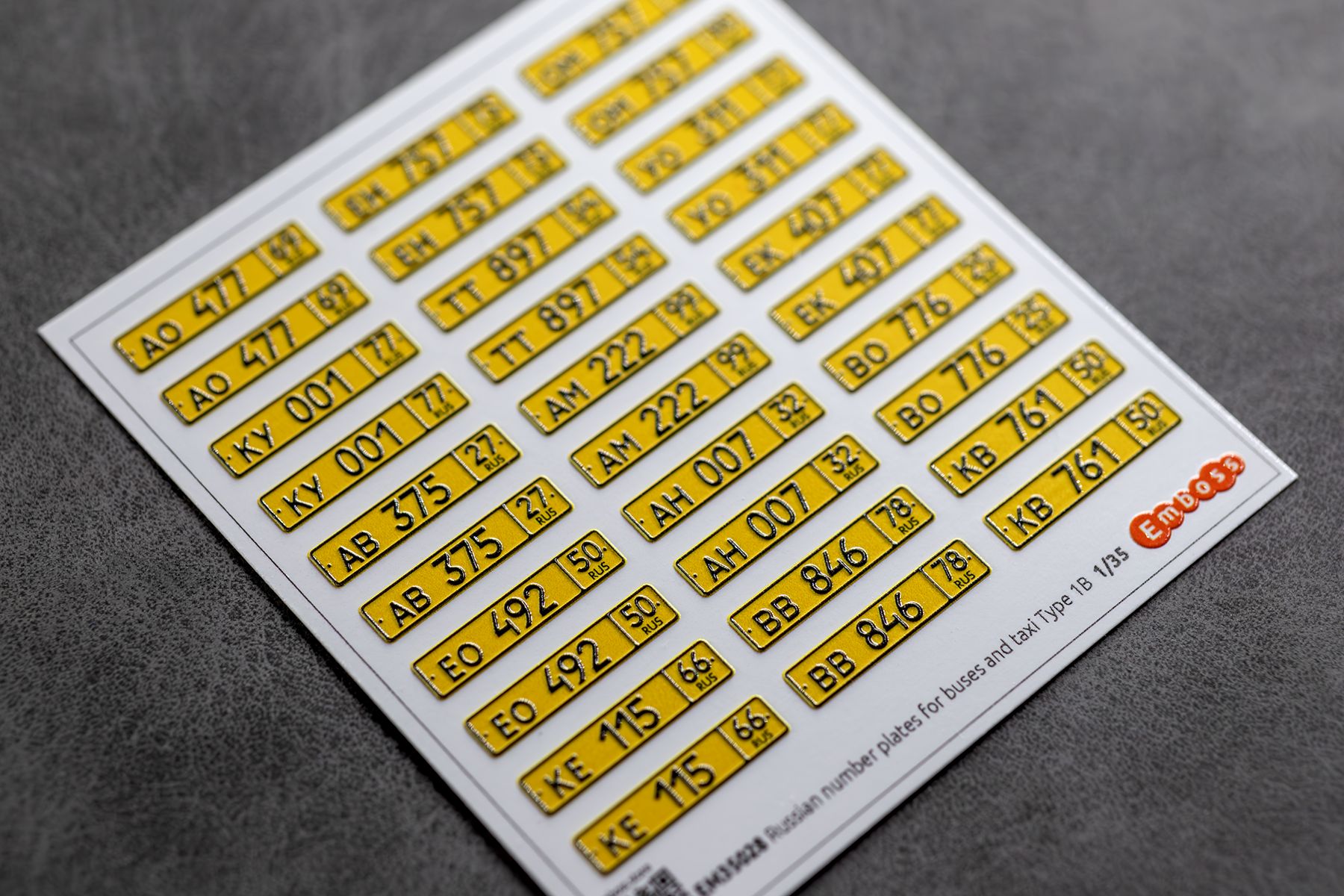 vehicle registration plates for buses and taxis of the Russia 1/35 (3D decal) EM35028 - imodeller.store