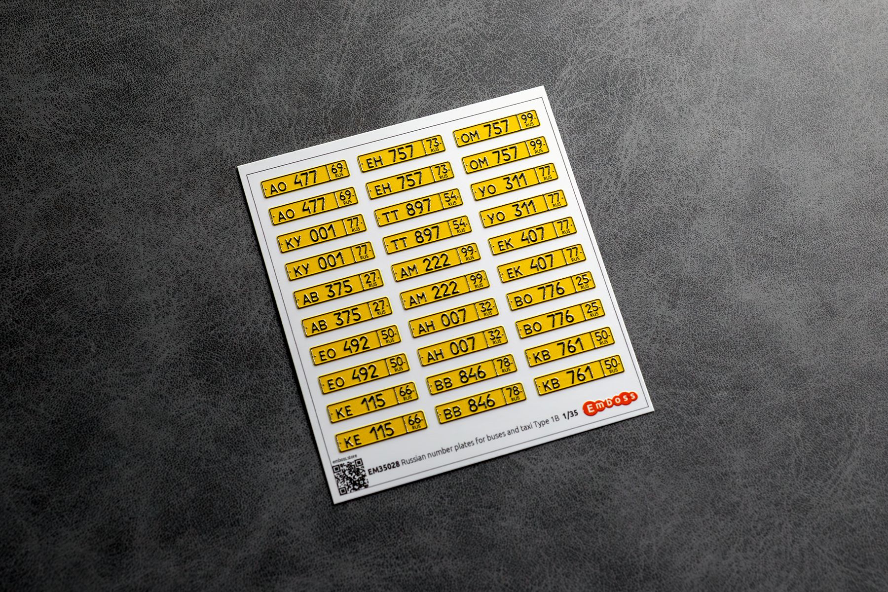 vehicle registration plates for buses and taxis of the Russia 1/35 (3D decal) EM35028 - imodeller.store