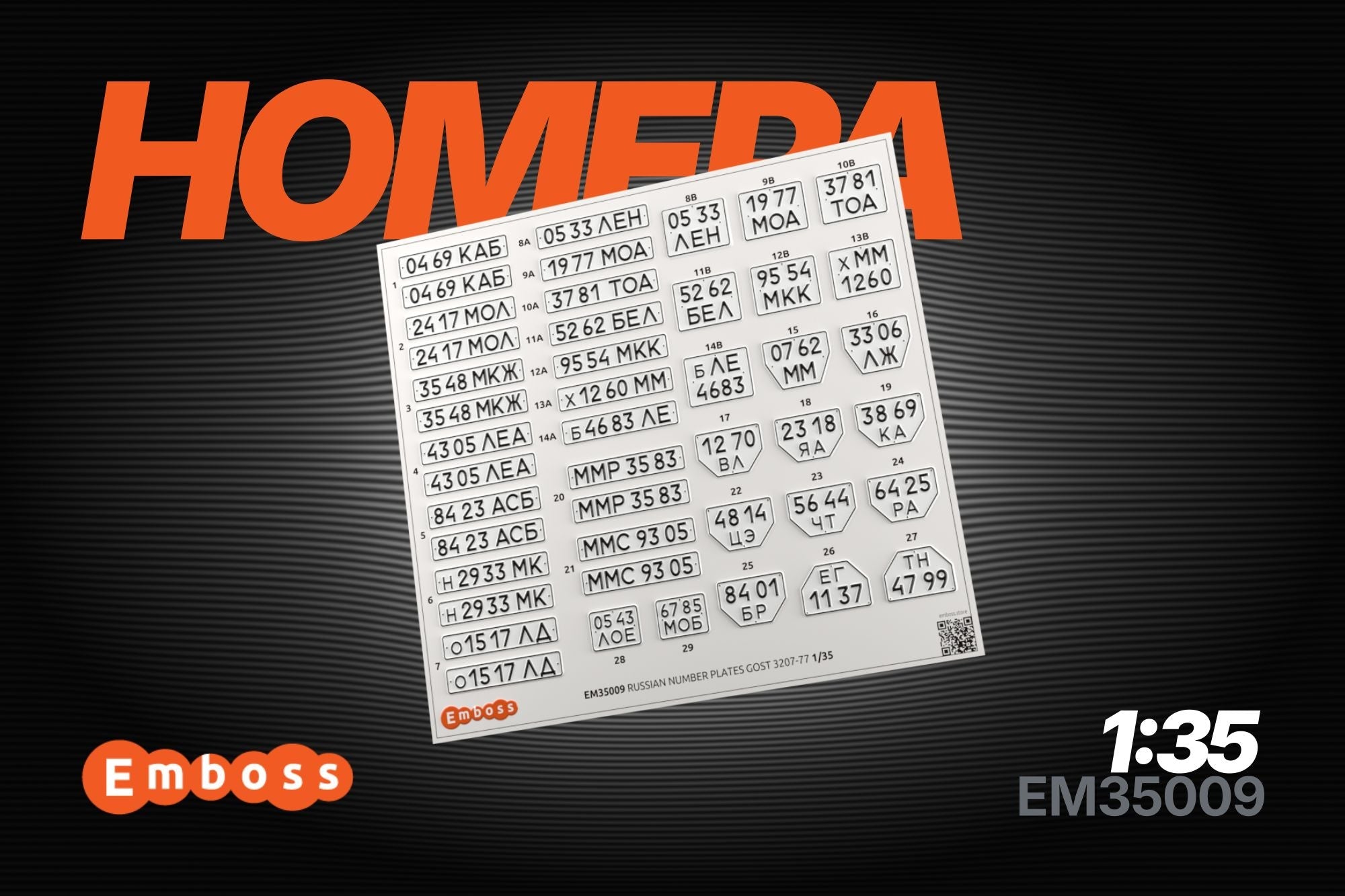 vehicle registration plates of the USSR after 1977 1/35 (3D decal) EM35009 - imodeller.store