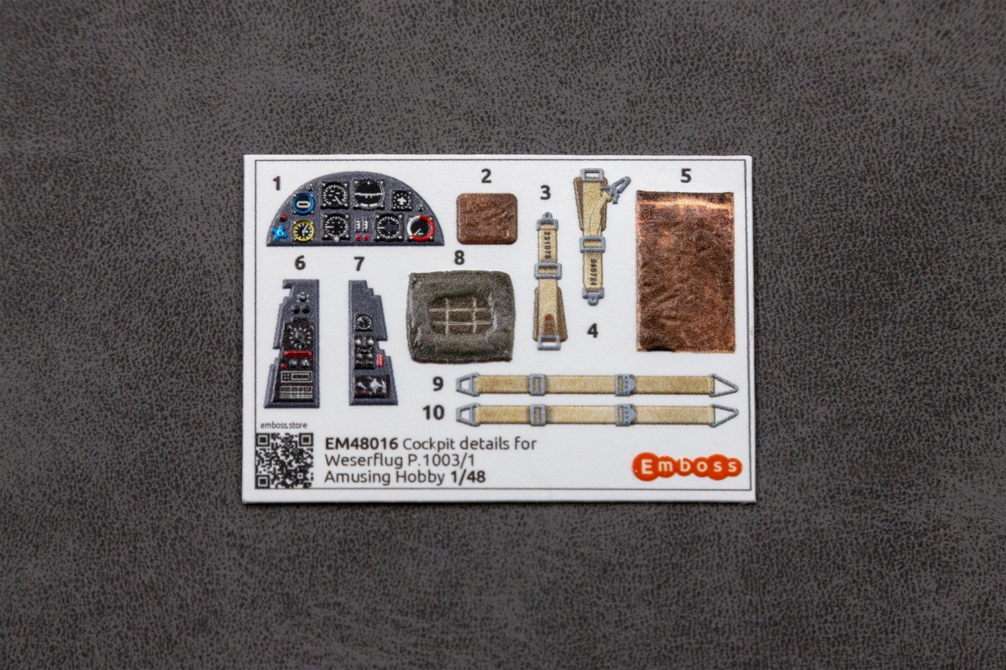 Weserflug P.1003 cockpit details set for Amusing Hobby 48A002 1/48 (3D decal) - imodeller.store