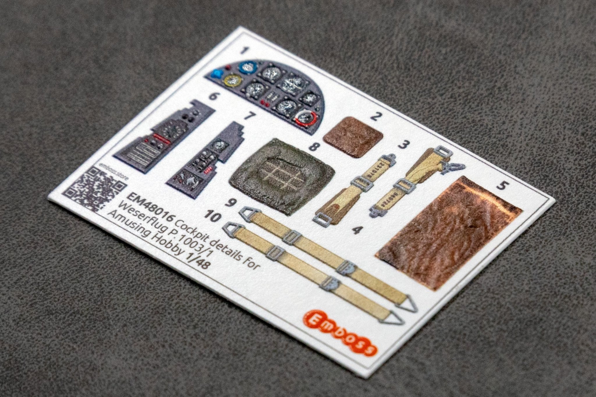 Weserflug P.1003 cockpit details set for Amusing Hobby 48A002 1/48 (3D decal) - imodeller.store