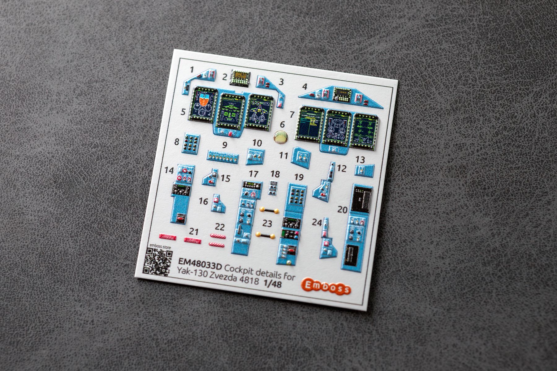 Yak - 130 cockpit set with powered displays for Zvezda 4821 1/48 (3D decal) (3D decal) - imodeller.store