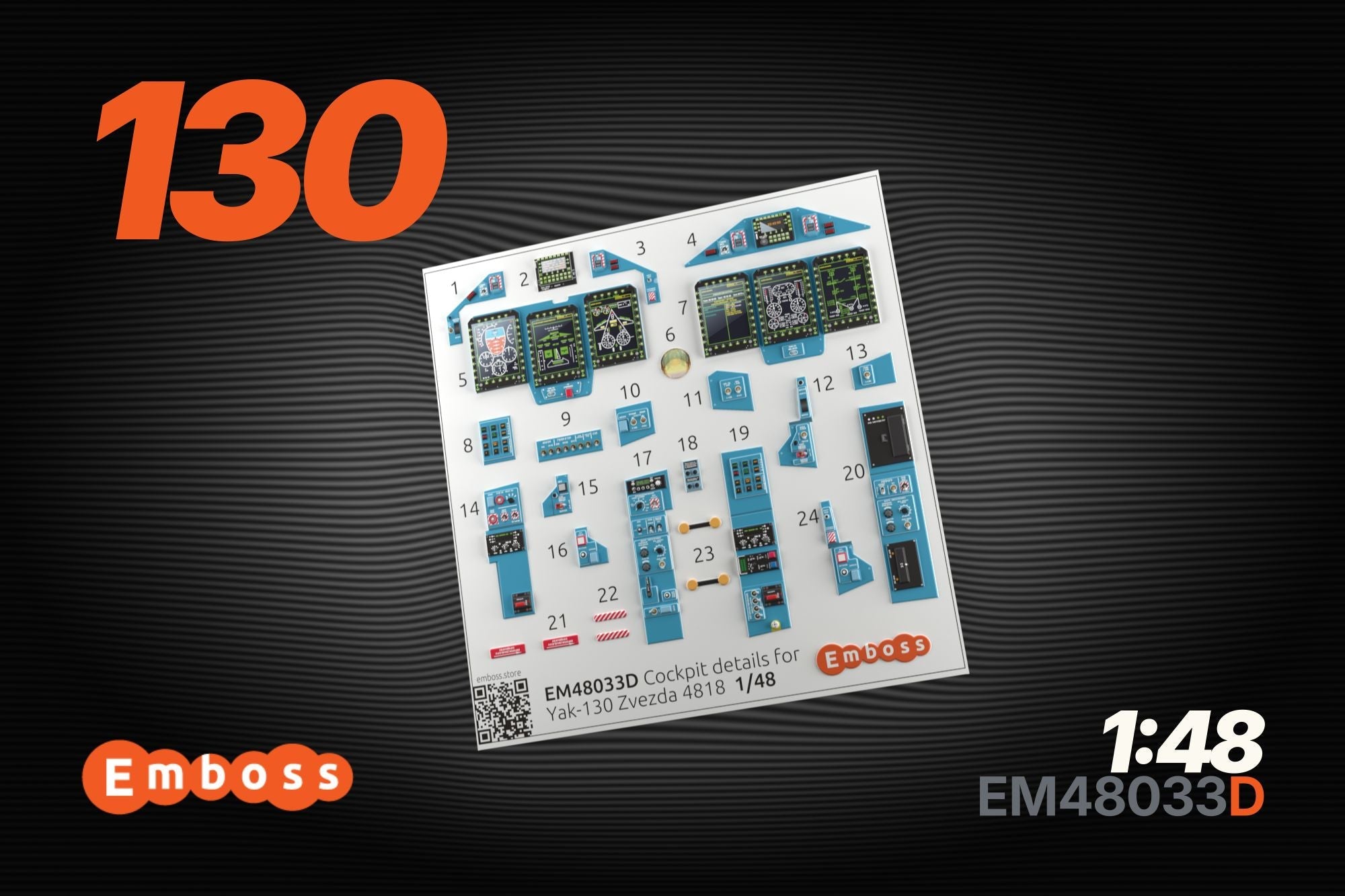 Yak - 130 cockpit set with powered displays for Zvezda 4821 1/48 (3D decal) (3D decal) - imodeller.store