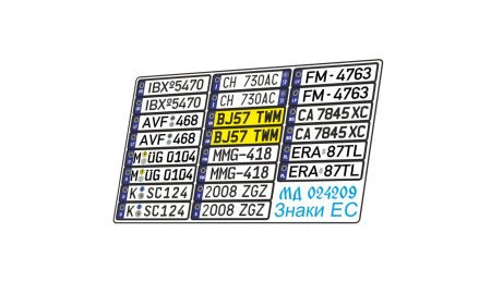 EU car signs produced by TPO Microdesign 1/24 - imodeller.store