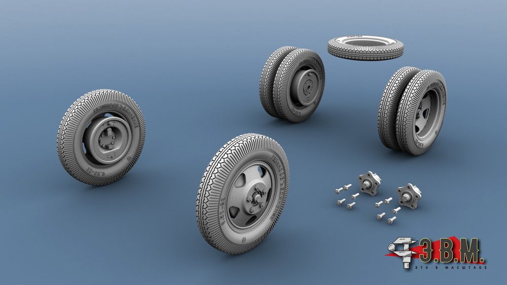 RS35016 Wheels for GAZ-AA/Mm Pr-VV plant "Rubber - imodeller.store