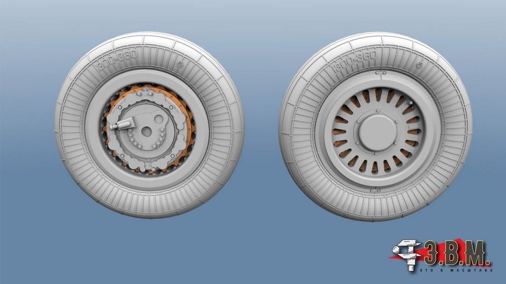 RS48011 Chassis wheels for a model of the MiG-25 aircraft (type-1) - imodeller.store