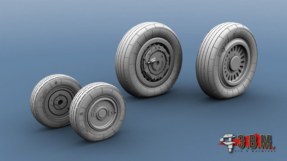 RS48012 Chassis wheels for a model of the MiG-25 aircraft (Type-2) (1:48) - imodeller.store